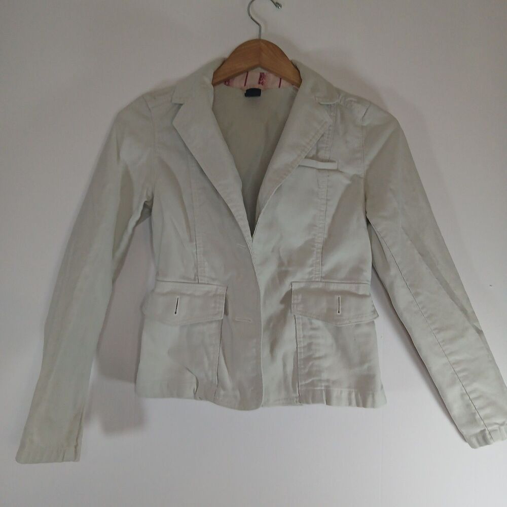 Gap Y2K Cream Blazer Size 0 Vintage 2005 Minimalist Office Coquette Jacket